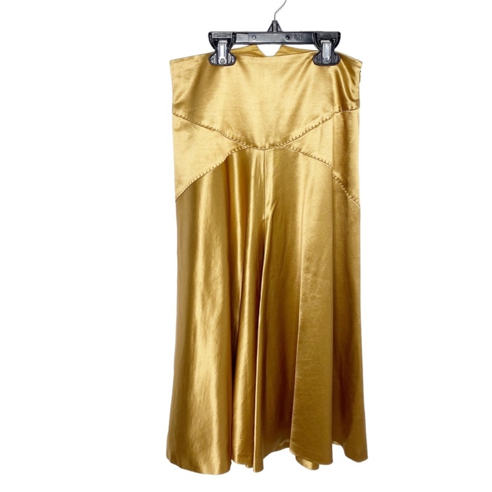 Super Rare Moschino Gold Silk Midi Skirt